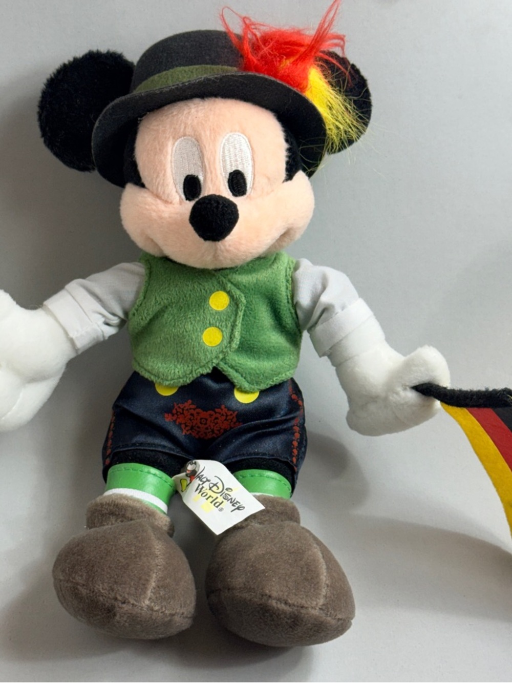 Disney World Mickey Mouse Plush in Green Outfit Germany Flag